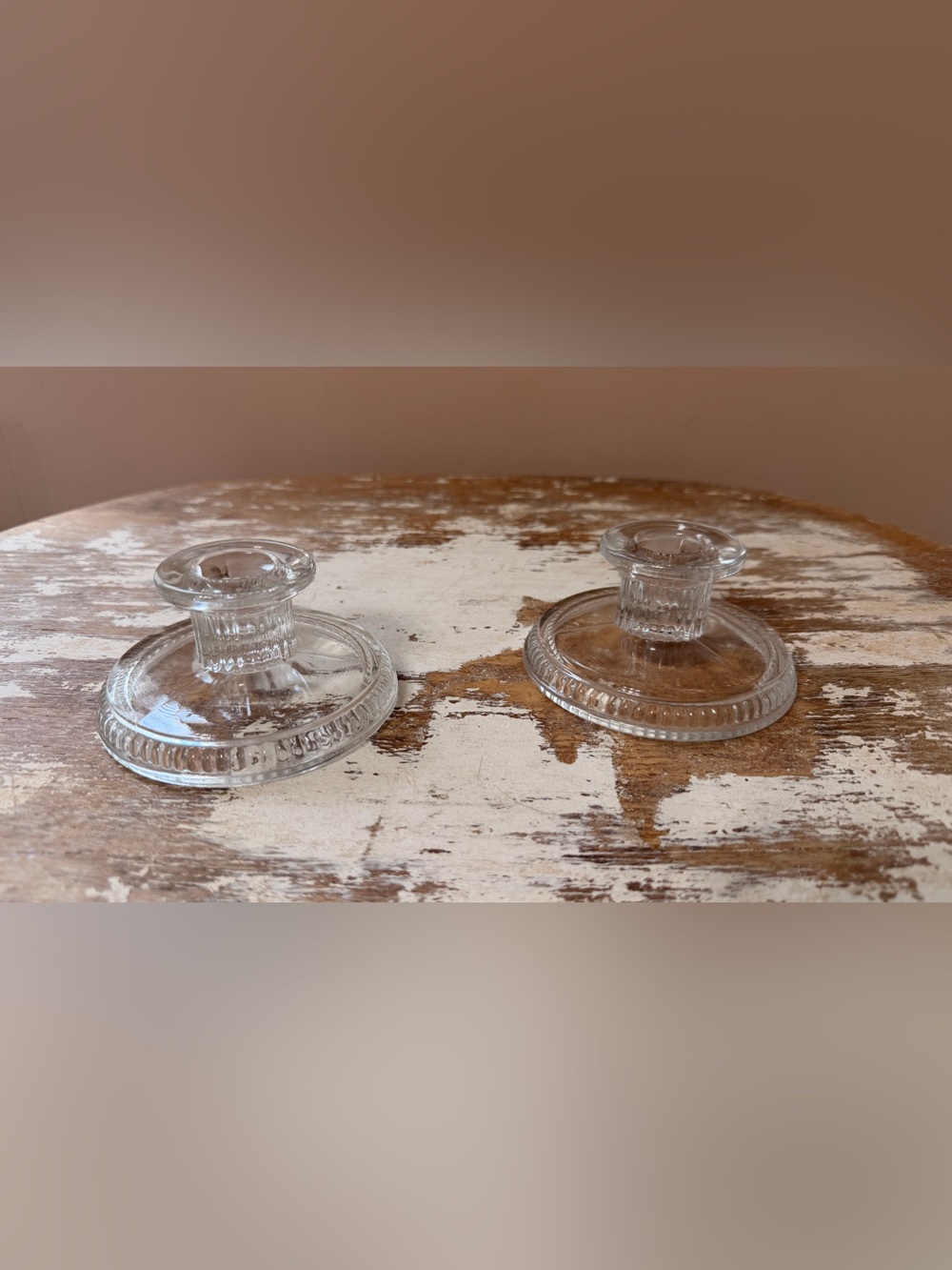 Vintage Clear Depression Glass Candlestick Holders